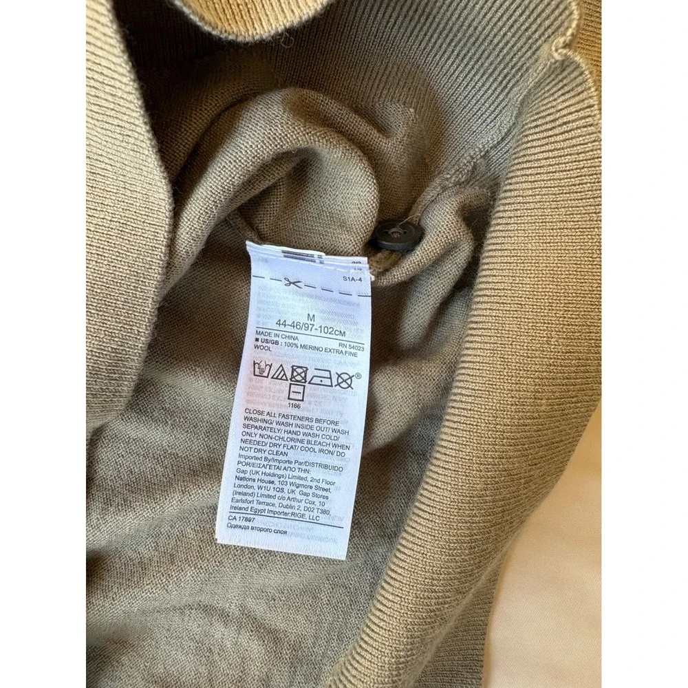 Banana Republic Mens Merino Wool Long Sleeve Polo Sweater Gray Taupe Size M